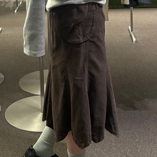 40)Japanese vintage 브라운 카고 미디 스커트