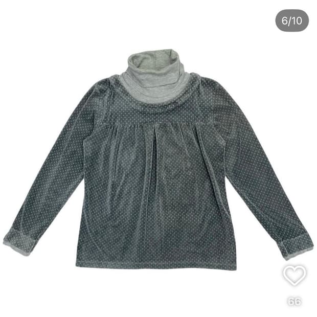 도트 땡땡이 긴팔 탑 