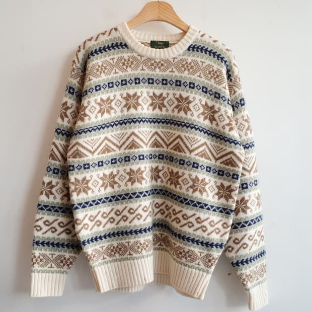 Japan brand 울 패턴 니트 