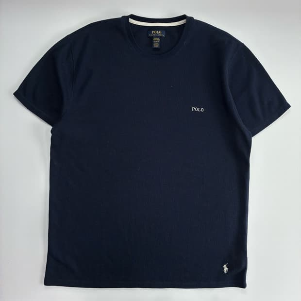 Polo  폴로 랄프로렌 자수 코튼 네이비 와플 반팔니트 