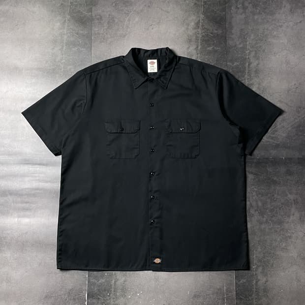 DICKIES 디키즈 빈티지 블랙 플랩포켓 반팔 워크셔츠 A01017