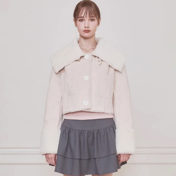 낫유어로즈 리버시블 세일러 무스탕 아이보리 S