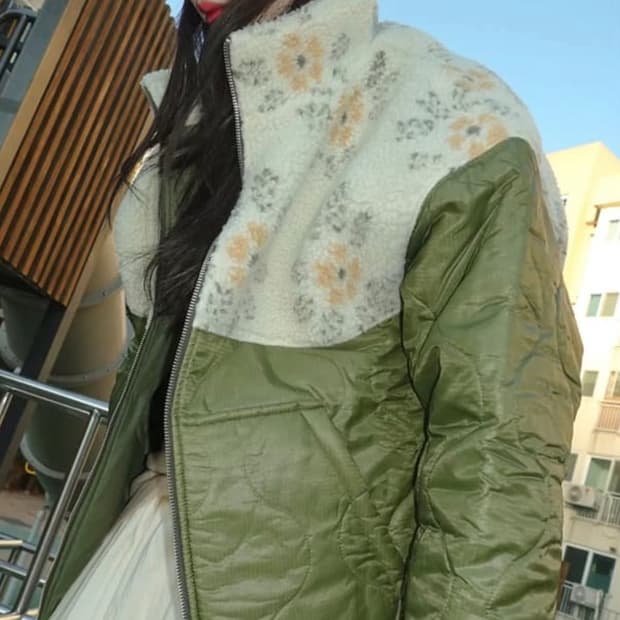 프리터 플리스 자켓 quilted fleece jacket flower
