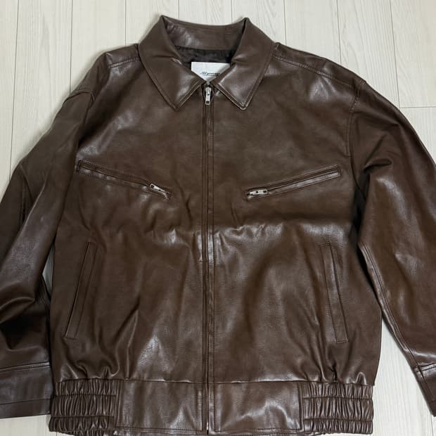 낫유어로즈 overfit leather jumper brown 레더 자켓