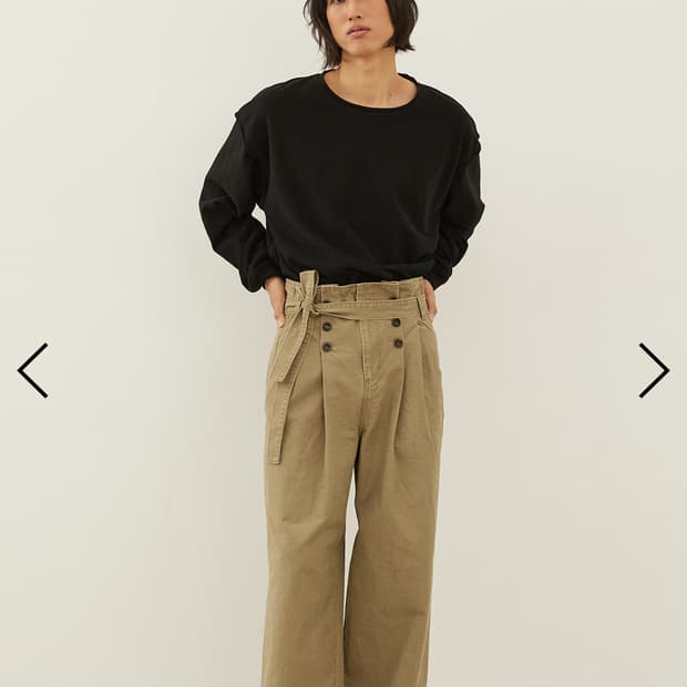 Pleated belt pants - 베이지