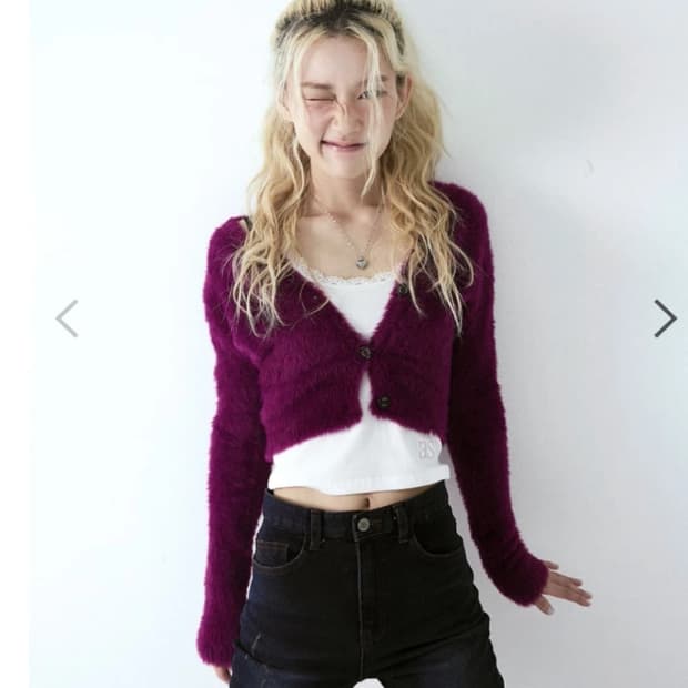 애즈온 마카롱 가디건 마젠타