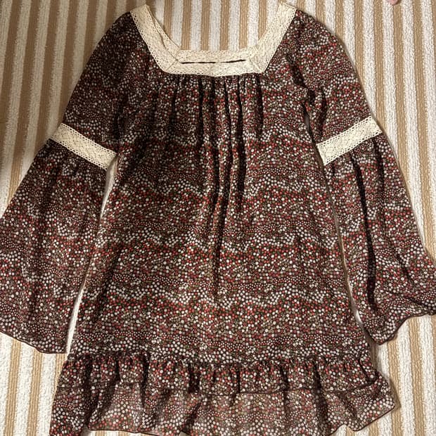 일본 빈티지 원피스 잔꽃 레이스 