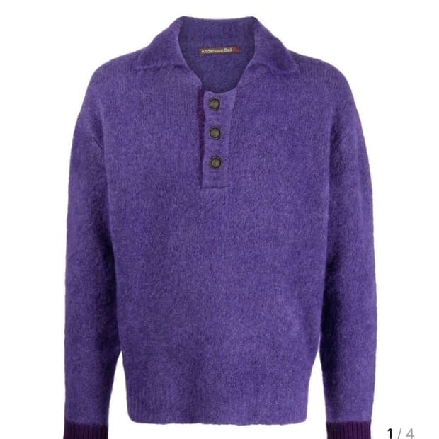 앤더슨벨 채터리스 브러쉬 폴로 스웨터 퍼플 M