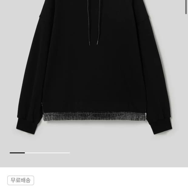 (L) 24ss 준지 데님 레이어드 라이트 후디 블랙