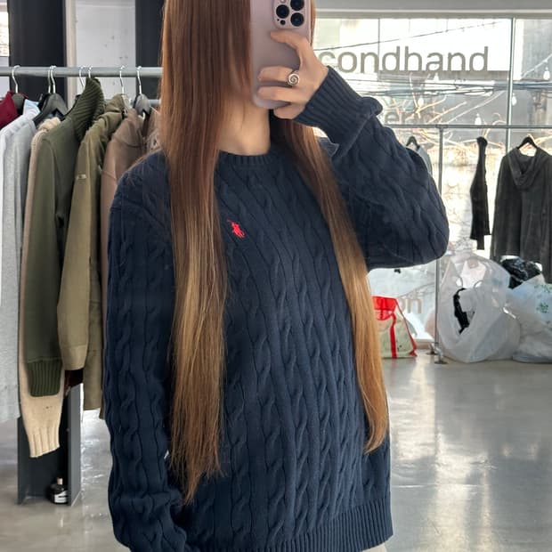 폴로랄프로렌 케이블니트 네이비