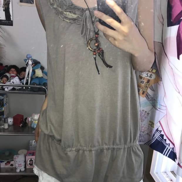 일본 빈티지 프릴 민소매 원피스