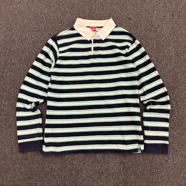 L)Vans 그린 네이비 럭비 셔츠 롱슬리브