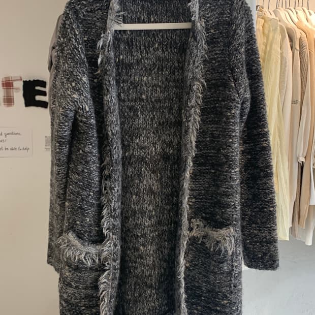 Grey Wool fringe cardigan  