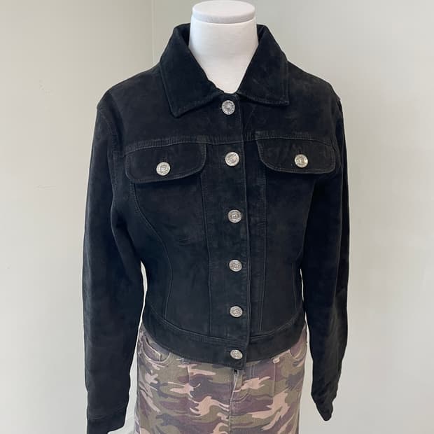 빈티지 donna 돈피 스웨이드 트러커 실버은장 자켓