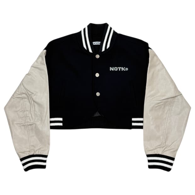 낫노잉 크롭 커브드 바시티 점퍼 자켓