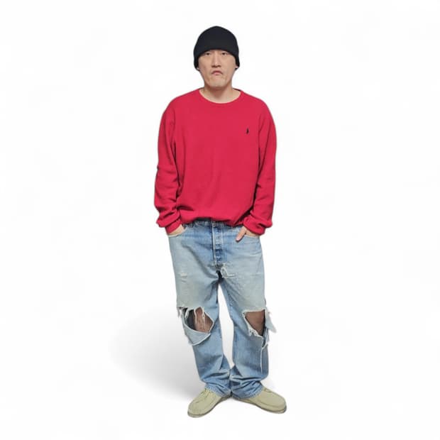 폴로 랄프로렌 큐알 와플 니트 맨투맨 XXL  N1322