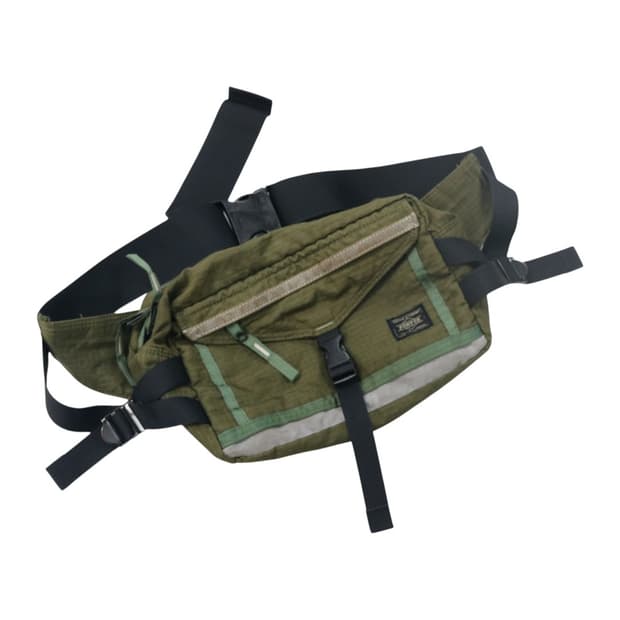 Porter 포터 리플렉티브 로고 카키 립스탑 웨이스트백  힙색