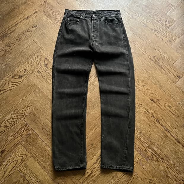 [34]리바이스 501 캐나다제 빈티지 페인팅 흑청 데님 팬츠