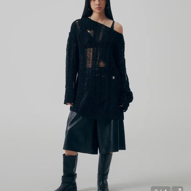 Mix Damage Twist Knit [Black ] 새상품