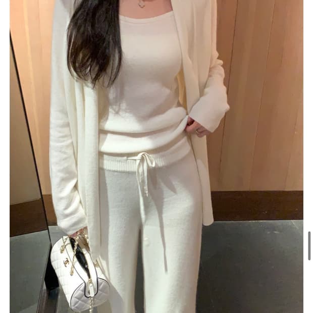 오브제스트 베이직 니트 팬츠 베이지 