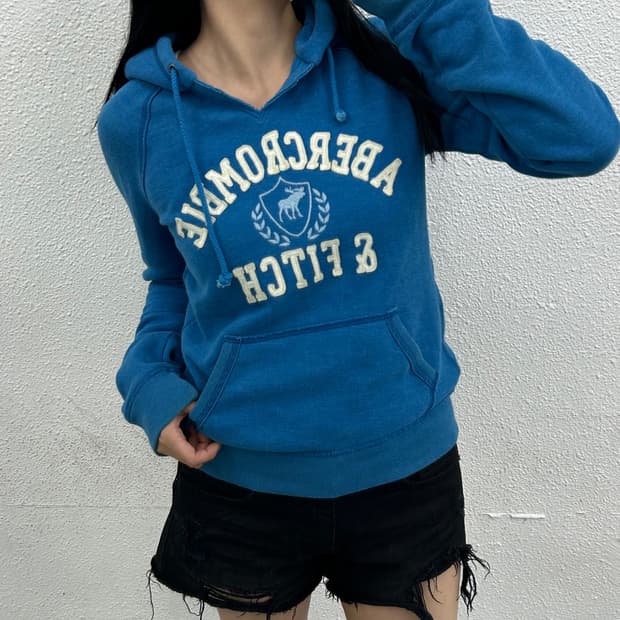 아베크롬비 센터로고 스카이블루 후드 M