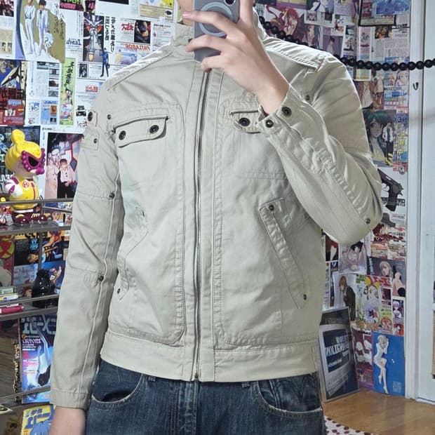 베이지 멀티포켓 밀리터리 코튼 자켓