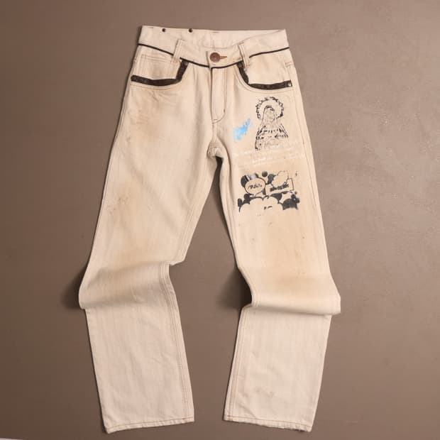 일본빈티지 프린팅 플레어 데님팬츠A1633