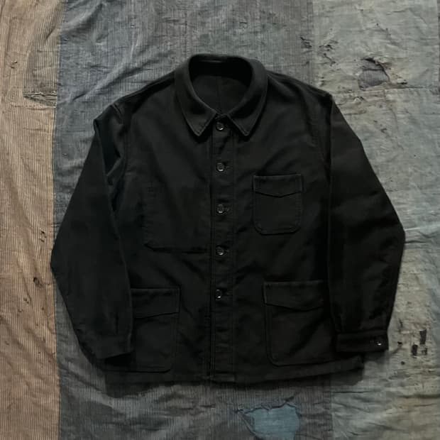 🇫🇷 50~60s 빈티지 아돌프 라퐁 블랙 몰스킨 프렌치 워크자켓