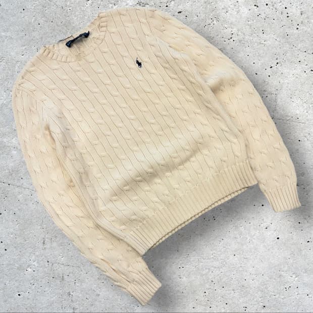 [M] 폴로 랄프로렌 아이보리 코튼 케이블 니트 D33