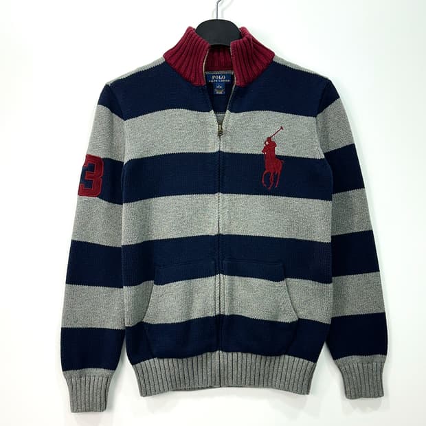 폴로 키즈 빅포니 로고 니트 집업 L 