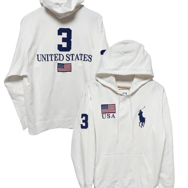 폴로 랄프로렌 빅포니 USA 성조기 화이트 후드티