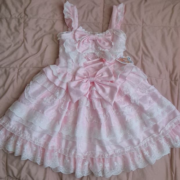 새상품) 핑크 레이스 프릴 리본 로리타 양산형 히메