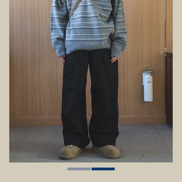 페이드룸 울 스트라이프 니트 그레이 남녀공용