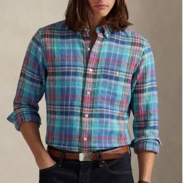 폴로랄프로렌 체크 린넨 셔츠 95사이즈