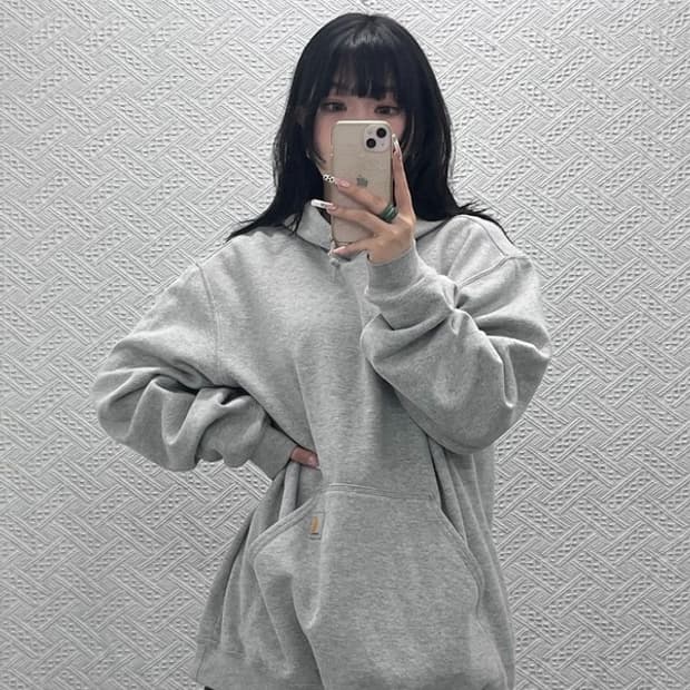 칼하트 빈티지 모던 캐주얼 오버핏 무지 후드티 L C11504