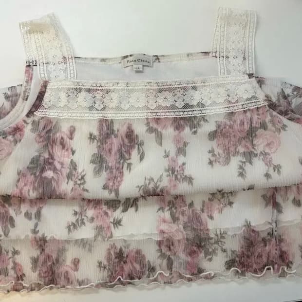 로사체리 빈티지 플라워 레이스 나시