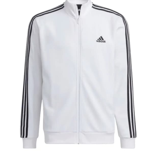 아디다스 3S 레귤러 핏 더블 니트 트랙 탑 화이트