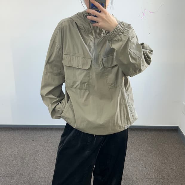 Snow peak 스노우피크 카키 투포켓 아노락 반집업