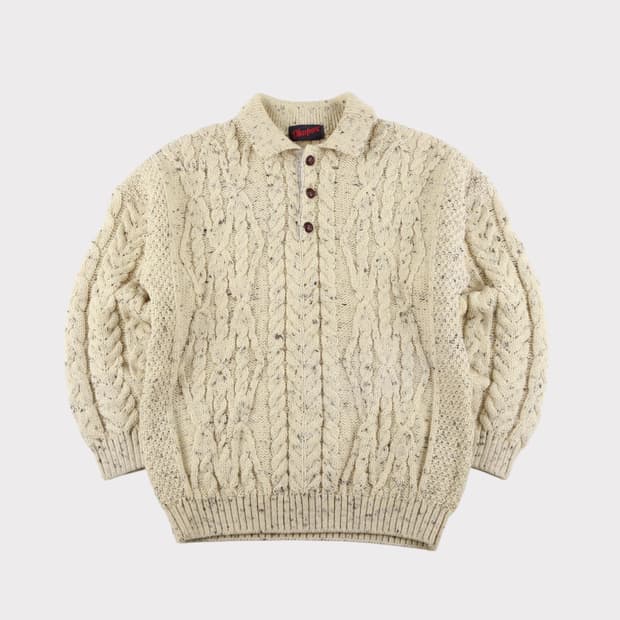 [XXL] 빈티지 UK 울 케이블 헨리넥 니트 스웨터