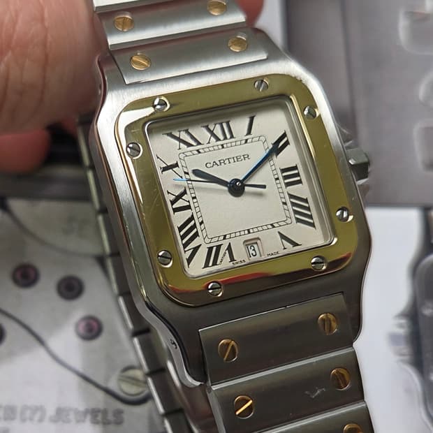 까르띠에 산토스 갈베 후기형 Ref.1566 18K콤비 쿼츠 남성용 (감