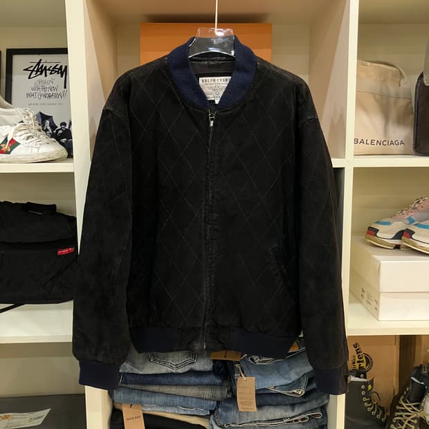 VTG 랄프에반스 블랙 스웨이드 봄버 자켓 L