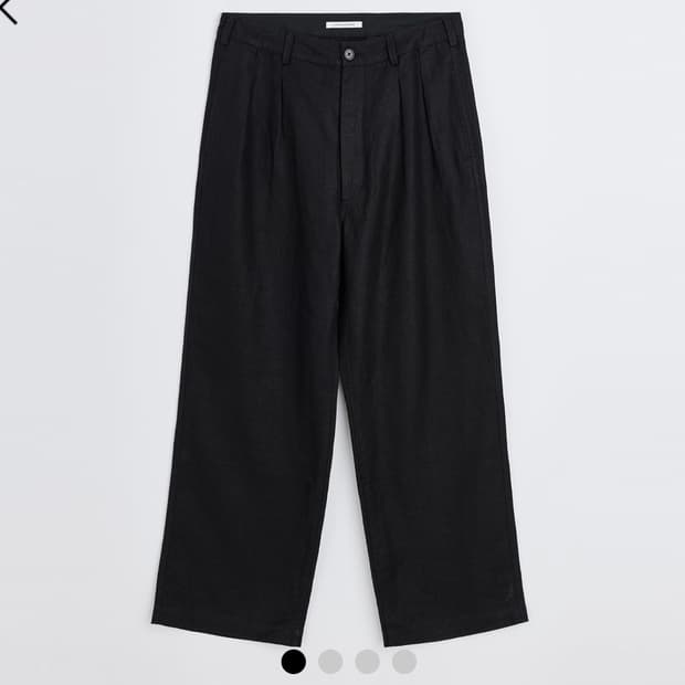 선플라워 린넨 플리츠 와이드팬츠 블랙