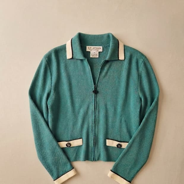 [정품] 센존(St. John) 컬렉션 지퍼 니트 자켓 (사이즈 4)