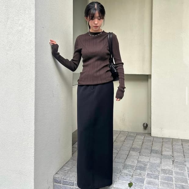 Tonwack Low wasted wool twill maxi skirt