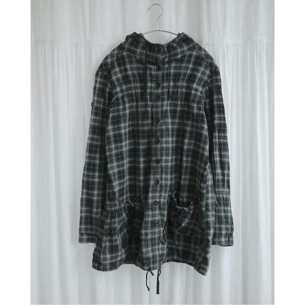 Green checkered hooded dress