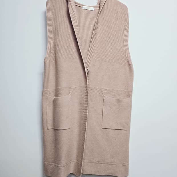 크레송  후드 니트 롱 조끼 베스트66