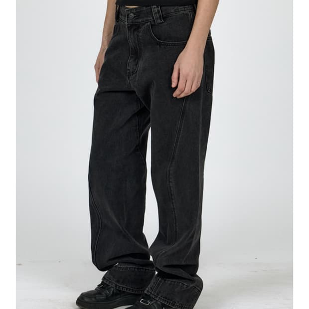 (거의 새상품) 플라스틱프로덕트 드리프트 데님 팬츠 m