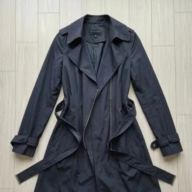 [시슬리] 다크네이비 지퍼 포인트 트렌치코트 (사이즈 44)