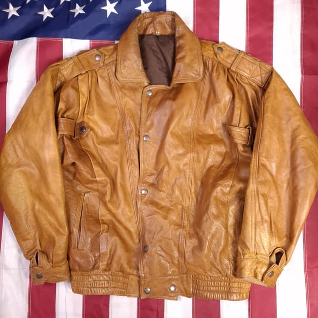 빈티지 리얼레더 더블 견장 봄버자켓