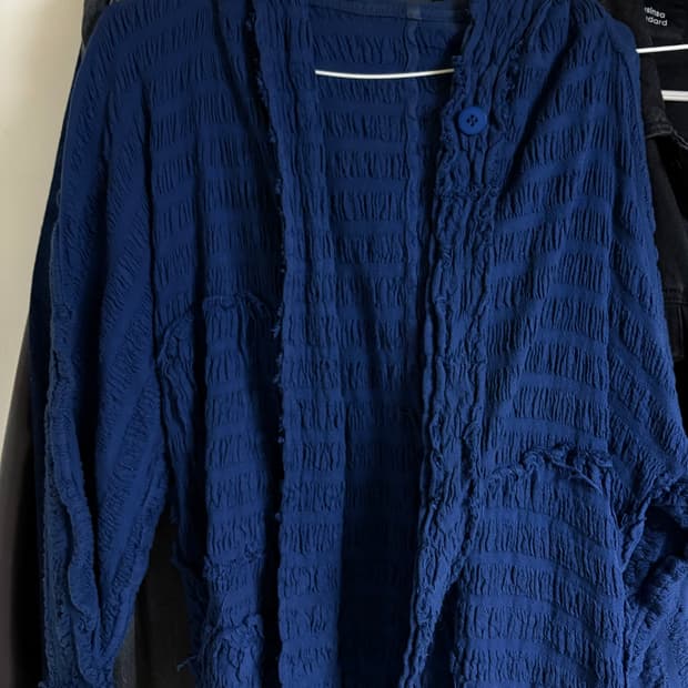 ISSEY MIYAKE cut-off knit hood jacket